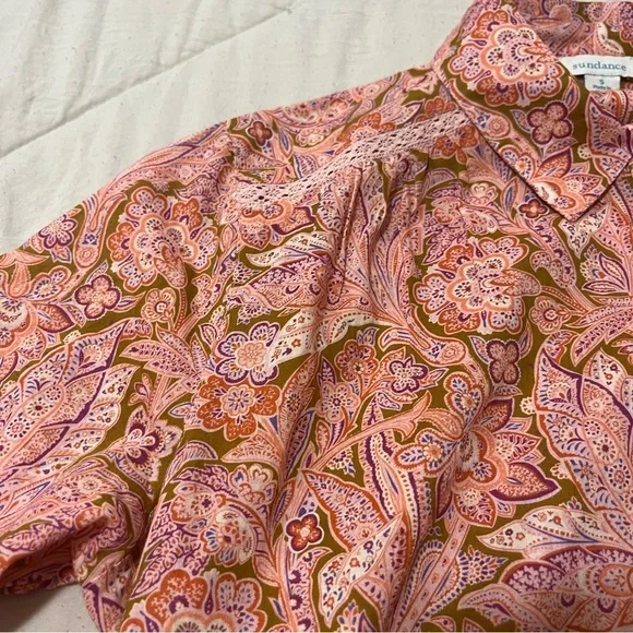 Sundance Women’s Pull Over Shirt Poppy Bloom Blouse 100% Cotton Size Small - Picture 3 of 8